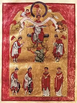 Liuthar-Evangeliar, um 1000: Darstellung des Gottesgnadentums Kaiser Ottos III.