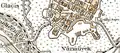 Das Festungsvorland in den 1890er-Jahren, deutlich zu erkennen die gekrümmte Führung der Allee in die Josefstadt