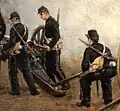 Umsetzen eines Geschützes (1898). Gemälde von Étienne-Prosper Berne-Bellecour.