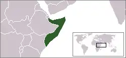 Bild von Westafrika mit eingezeichneter Lage von Somalia
