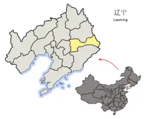 Lage Benxis in der Provinz Liaoning