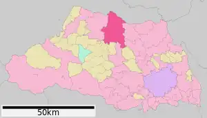 Lage Kumagayas in der Präfektur