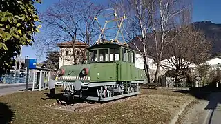 Lokalbahn-Elektrolok 2 (kkStb Reihe 1084) der Lokalbahn Lana-Meran in Südtirol, gebaut 1913 mit elektrischer Ausrüstung von den ÖSSW.