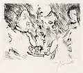 Lovis Corinth: Drei Personen am Tisch bei Lampenschein, 1924.