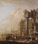 Hafen mit Fontäne und Ruinen, ca. 1700–1710, Hampton Court Palace