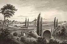 Der Dooser Brück = Kanal mit der Ludwigs Süd-Nord u. Nürnberg-Fürther Eisenbahn, 1845
