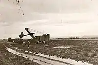 Bau des Flugplatzes in Lista mit einem Menck-Hochlöffelbagger