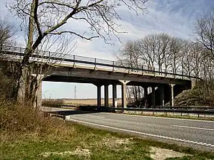 Brücke über die E&nbsp;47 östlich von Rødby, gebaut 1941–1944