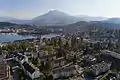 Die Stadt Luzern und der Pilatus gesehen aus der Luft vom Quartier Wesemlin her (2017)