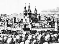 Limburg 1645 (Topographia Germaniae) - Dom noch ohne Türme am Südquerhaus