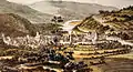 Ansicht aus Richtung des Mündener Ortsteils Kattenbühl mit Blick in das Wesertal (1787)