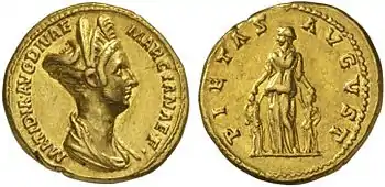 Aureus mit Porträt der Marciana