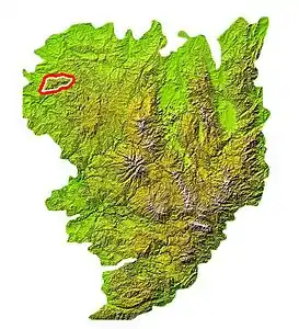Lage der Monts d’Ambazac im Zentralmassiv