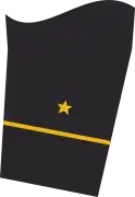 Dienstgradabzeichen eines Oberfähnrichs zur See (kein Sanitätsoffizieranwärter) auf dem Unterärmel der Jacke des Dienstanzuges für Marineuniformträger