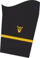 Dienstgradabzeichen eines Leutnants zur See (Militärmusikdienst) auf dem Unterärmel der Jacke des Dienstanzuges für Marineuniformträger