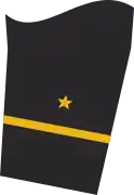 Dienstgradabzeichen eines Leutnants zur See (Truppendienst) auf dem Unterärmel der Jacke des Dienstanzuges für Marineuniformträger