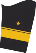 Dienstgradabzeichen eines Flottillenadmirals (Truppendienst) auf dem Unterärmel der Jacke des Dienstanzuges für Marineuniformträger