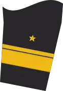 Dienstgradabzeichen eines Konteradmirals (Truppendienst) auf dem Unterärmel der Jacke des Dienstanzuges für Marineuniformträger
