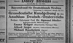 Zeitungsanzeige für eine Großveranstaltung
