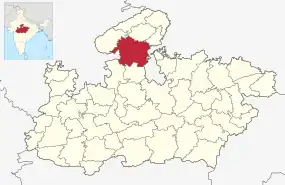 Positionskarte des Distrikts Shivpuri