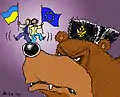 "On his nose", Zeitungs-Cartoon vom Februar 2014;