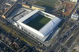 Das Hidegkuti-Nándor-Stadion aus der Vogelperspektive (Dezember 2016)