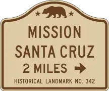 Vom California Manual on Uniform Traffic Control Devices vorgegebenes Format für Straßenschilder, die auf California Historical Landmarks hinweisen