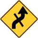 Zeichen W1-10eRKurve mit Kreuzung (rechts)