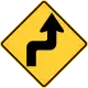 Zeichen W1-3RUmgekehrte scharfe Kurve (rechts)
