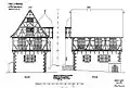 Das 1555 erbaute Rathaus zu Wachenbuchen im Kreis Hanau: Zeichnung der Absolventen der Kgl. Baugewerkschule Frankfurt/M. Jean Fix und Philipp Engelhardt, aufgenommen 1910