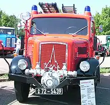 Eckhauber der 1.&nbsp;Generation als Feuerwehrfahrzeug mit Vorbaupumpe