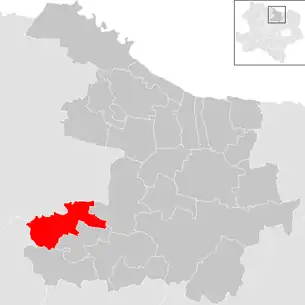 Lage der Gemeinde Maissau im Bezirk Hollabrunn (anklickbare Karte)