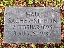 Maja Sacher-Stehlin (1896–1989) Bildhauerin, Mäzenin, Familiengrab auf dem Friedhof Hörnli, Riehen, Basel-Stadt