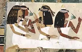 Maler der Grabkammer des Nefferronpet:Damen bei einem Gastmahl(um 1448–1422 v. Chr.)