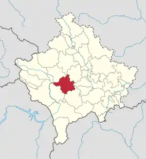 Lage der Gemeinde Malisheva im Kosovo (anklickbare Karte)
