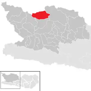 Lage der Gemeinde Mallnitz im Bezirk Spittal an der Drau (anklickbare Karte)