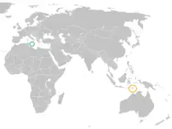 Lage von Malta und Osttimor