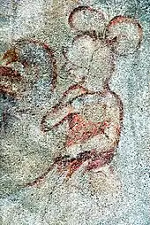 „Mickey Mouse“ auf dem Christopherus-Fresko an der Pfarrkirchen-Außenwand