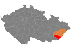 Lage des Okres Uherské Hradiště