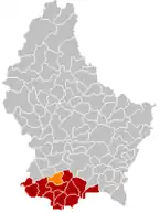 Lage von Reckingen/Mess im Großherzogtum Luxemburg
