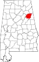 Karte von Calhoun County innerhalb von Alabama