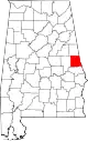 Karte von Chambers County innerhalb von Alabama
