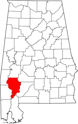 Karte von Clarke County innerhalb von Alabama