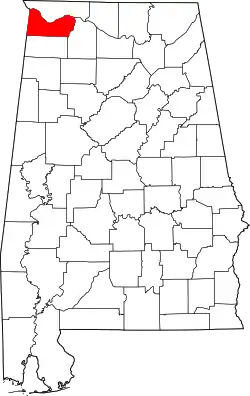 Karte von Colbert County innerhalb von Alabama