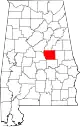 Karte von Coosa County innerhalb von Alabama