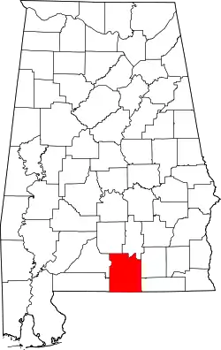 Karte von Covington County innerhalb von Alabama