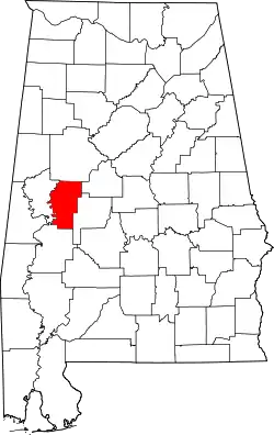Karte von Hale County innerhalb von Alabama