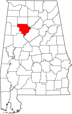 Karte von Walker County innerhalb von Alabama