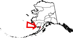 Karte von Bristol Bay Borough innerhalb von Alaska