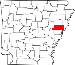 Karte von Saint Francis County innerhalb von Arkansas